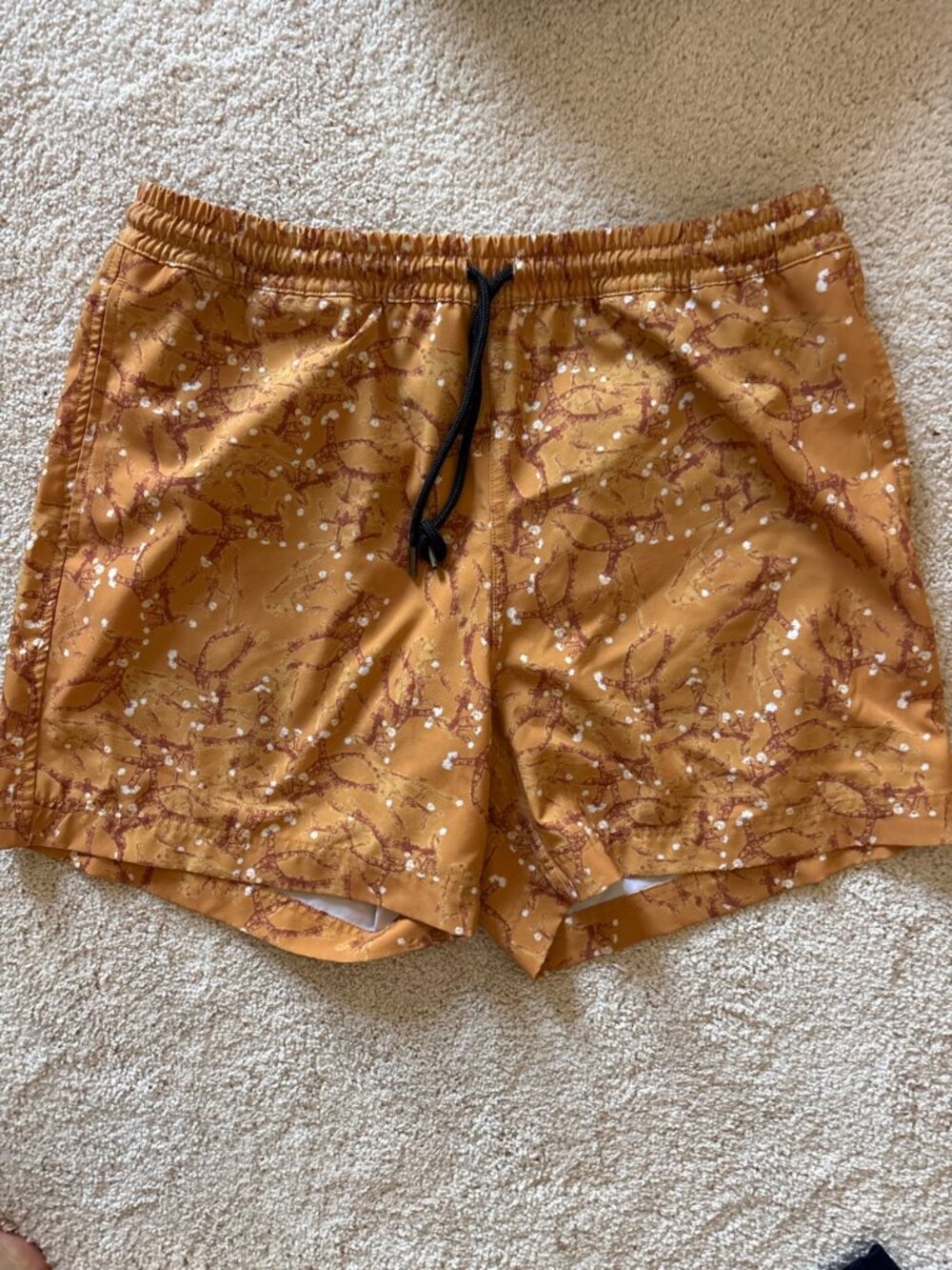 Billy Reid Tan Floral Print Men's Swim Trunks